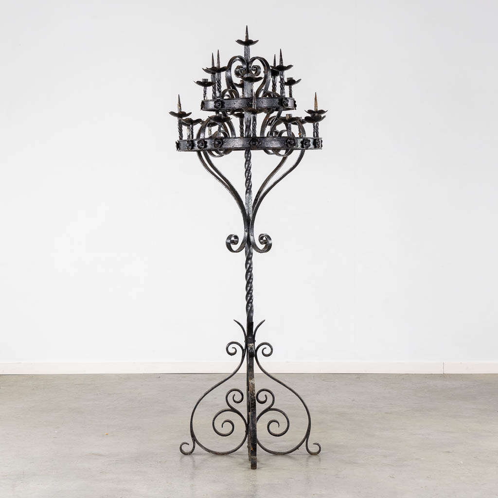 A large Chruch Altar Candelabra, Wrought iron. (H:184 x D:70 cm)