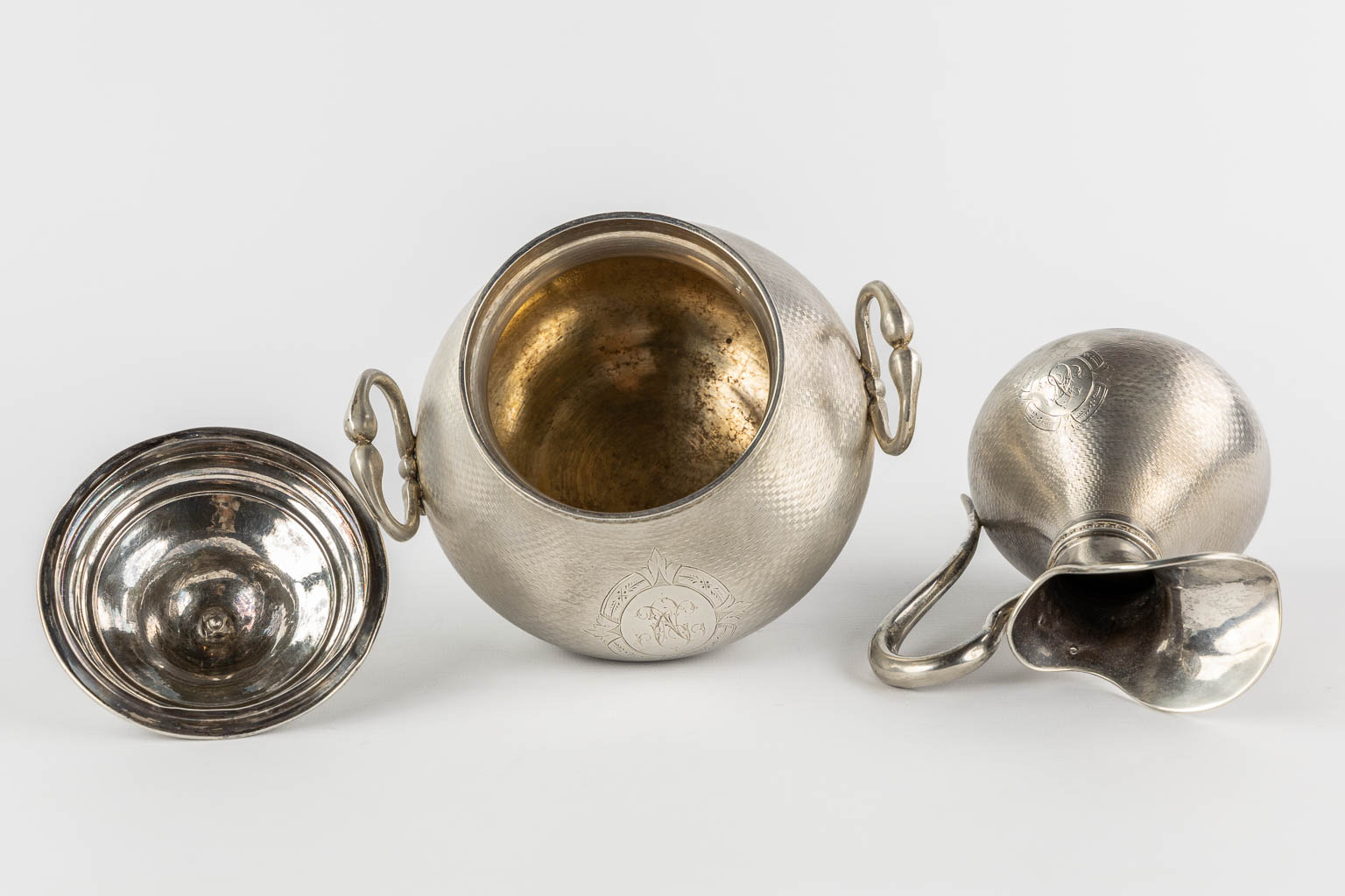 Jean-François VEYRAT (XIX) 'Four piece coffee and tea service, silver'. 1,796kg. (H:26 cm)