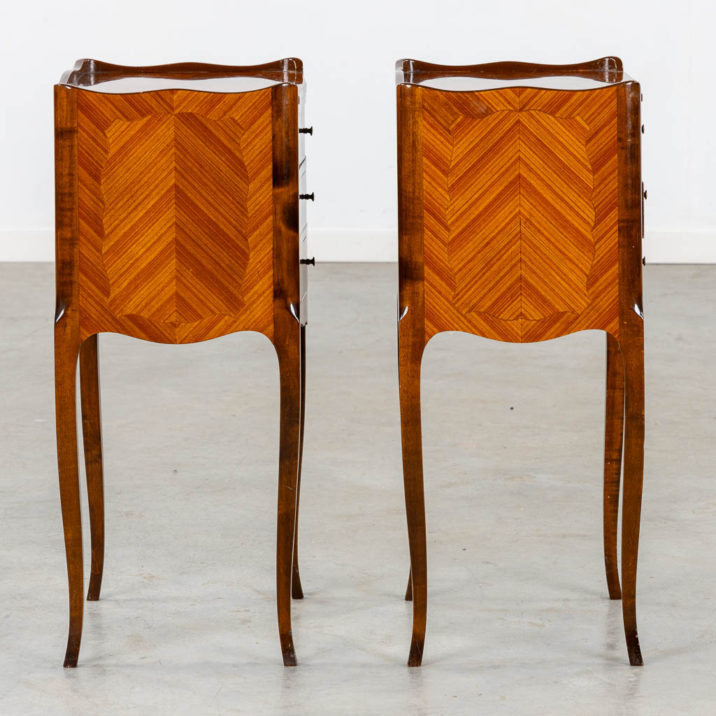 A pair of nightstands, marquetry inlay, circa 1980. (L:33 x W:39 x H:75 cm)