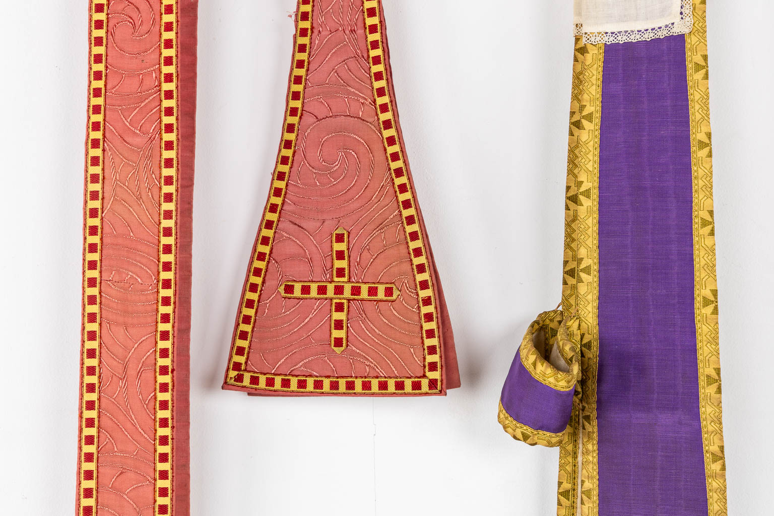 Four Roman Chasubles and matching Stola, embroideries. 