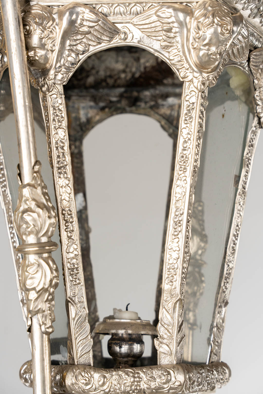 A set of four Baroque-style Church Lanterns, silver-plated metal. (c.1900). 