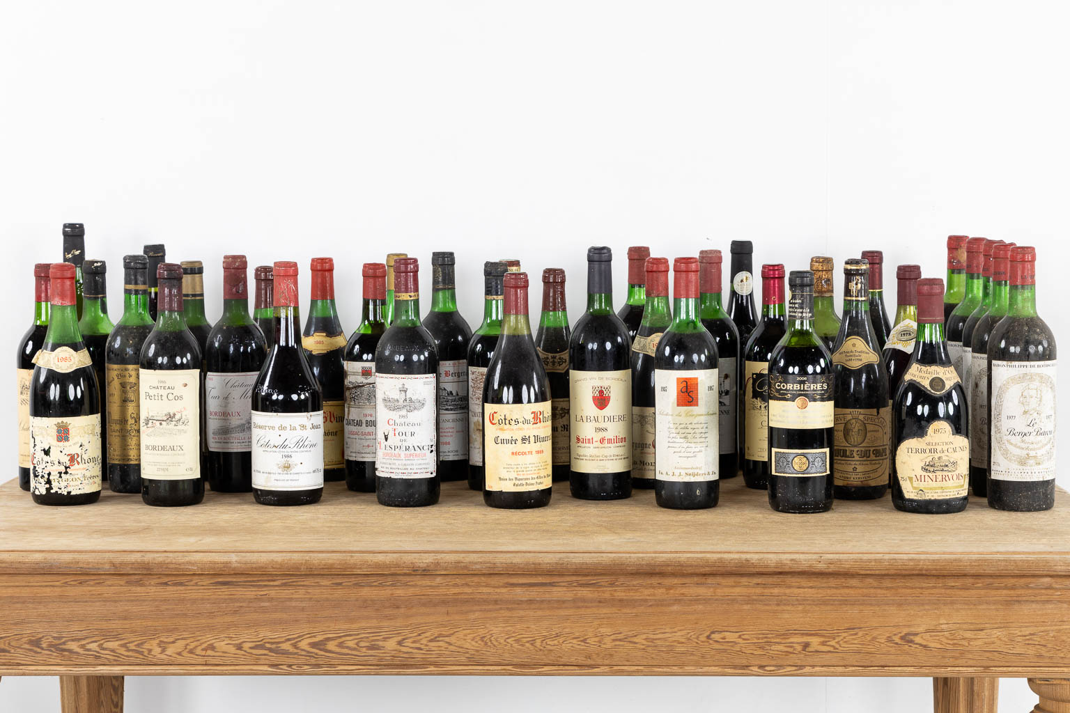 A large collection of wine, 57 bottles. 