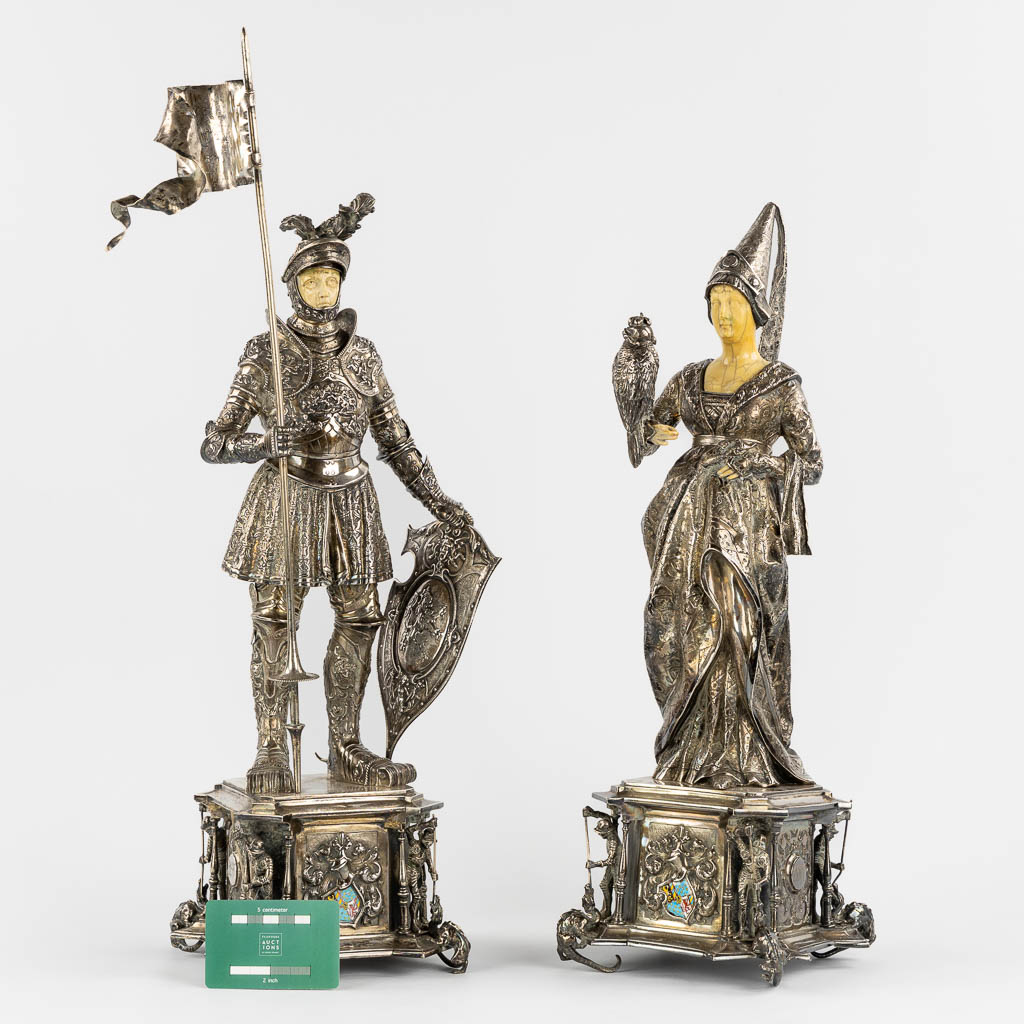 Jean Louis Schlingloff, 'Charles The Bold and Mary of Burgundy', Hanau, Germany. 6,5 kg. (L:18 x W:18 x H:57 cm)