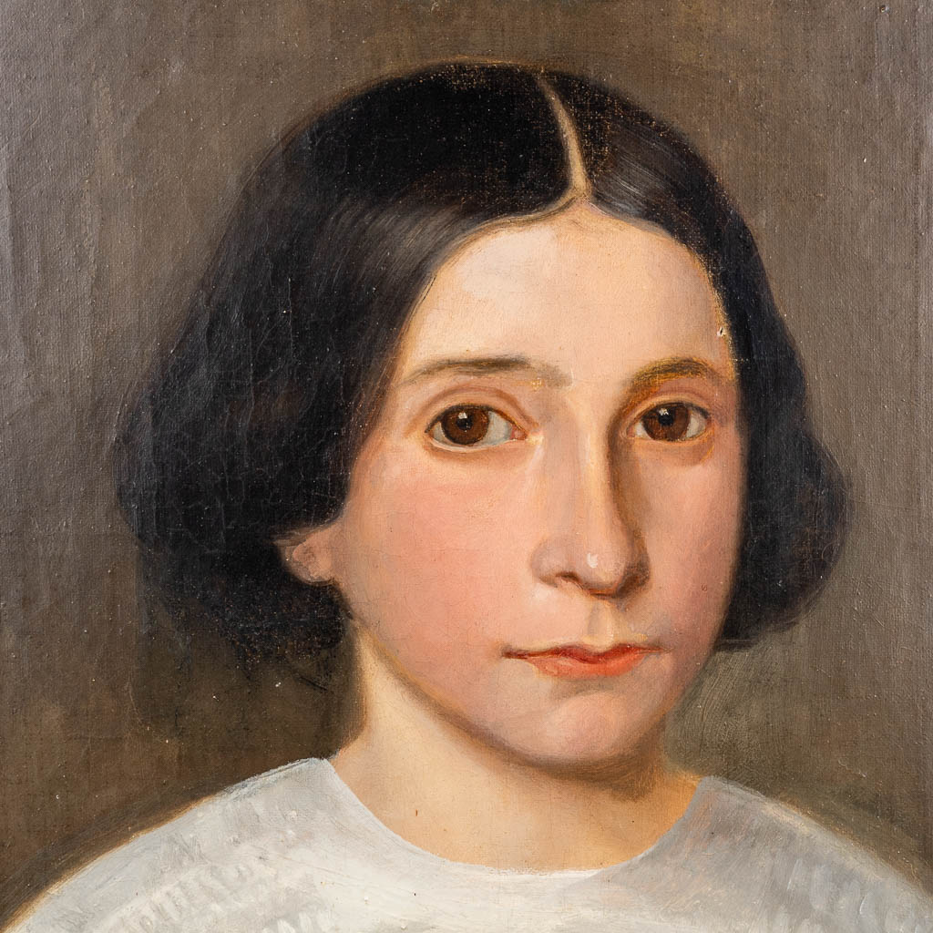 Portrait of a young lady, oil on canvas. 19th C. (W: 50 x H: 64 cm)