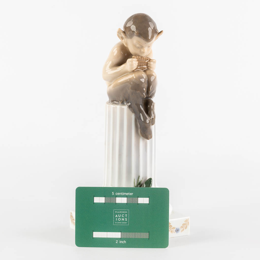 Royal Copenhagen, 'Faun with a pan flute', porcelain.