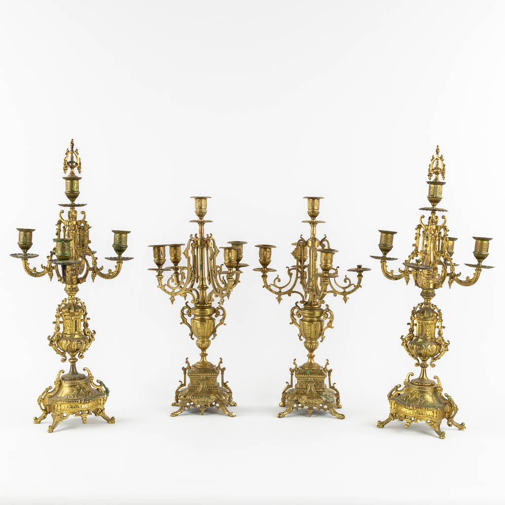 Two pairs of candelabra, bronze. (H:55,5 cm)