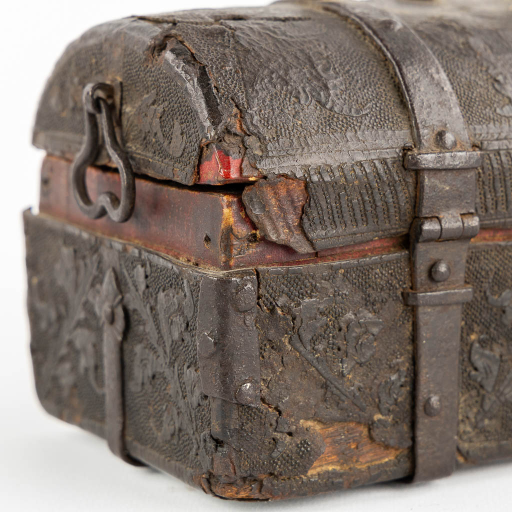 An antique money chest, Gothic, 15th C.