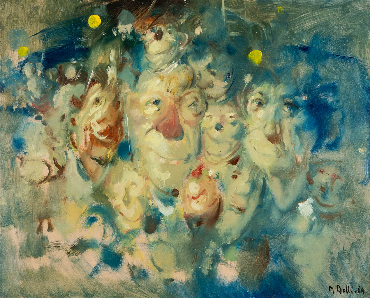 Martin BOLLE (1912-1968) 'Clowns & Zicht op het tuinfeest' (1964)