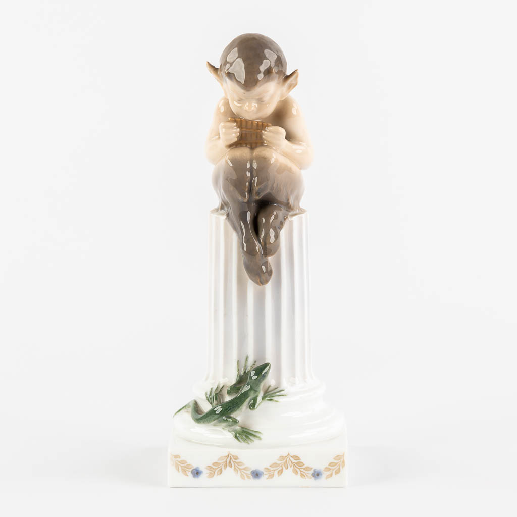 Royal Copenhagen, 'Faun with a pan flute', porcelain.