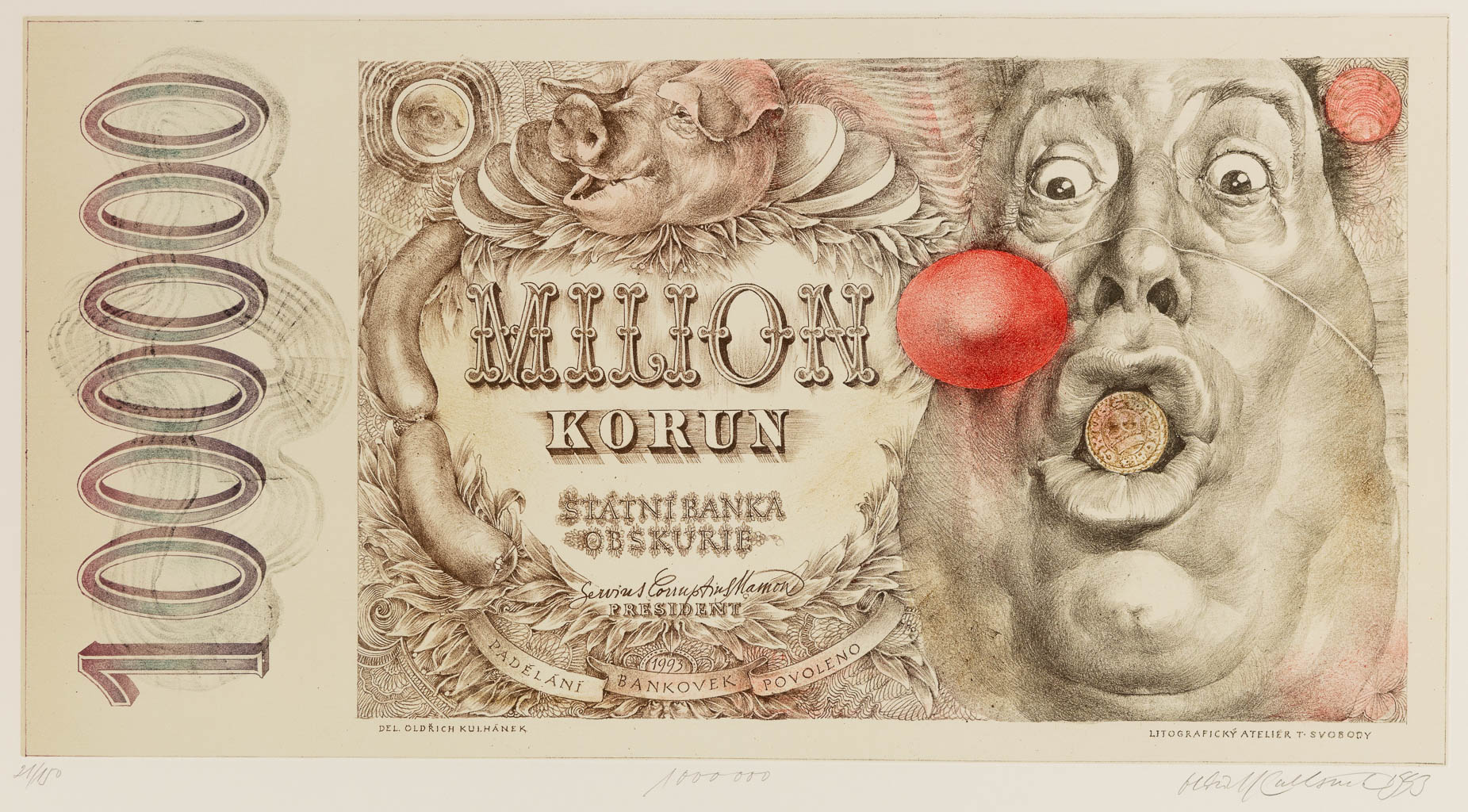 Oldrich KULHANEK (1940-2013) 'Funny Money - Million Korun' 1993.