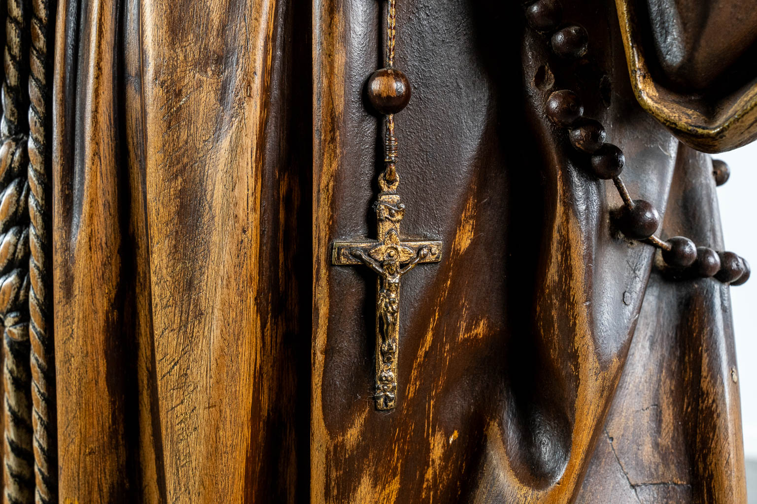 An antique wood-sculpture of Saint Francis of Assisi, 19th C.