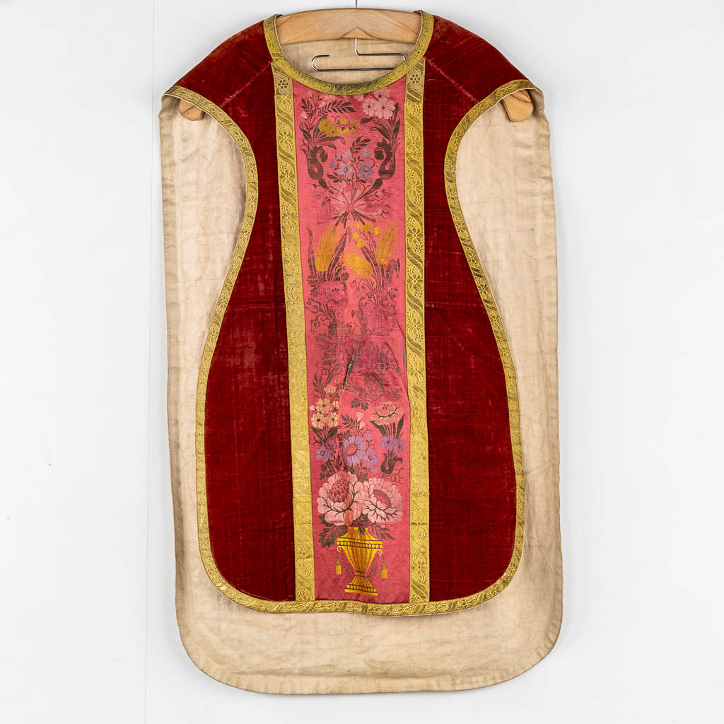 A Cope, a pair of Dalmatics and Two Roman Chasubles, Embroideries.