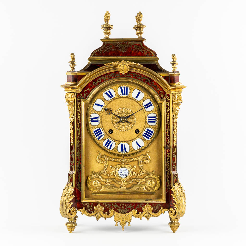 Gilles Martinot à Paris, a 'Religieuse' mantle clock, gilt bronze and Boule marquetry. 17th/18th C.