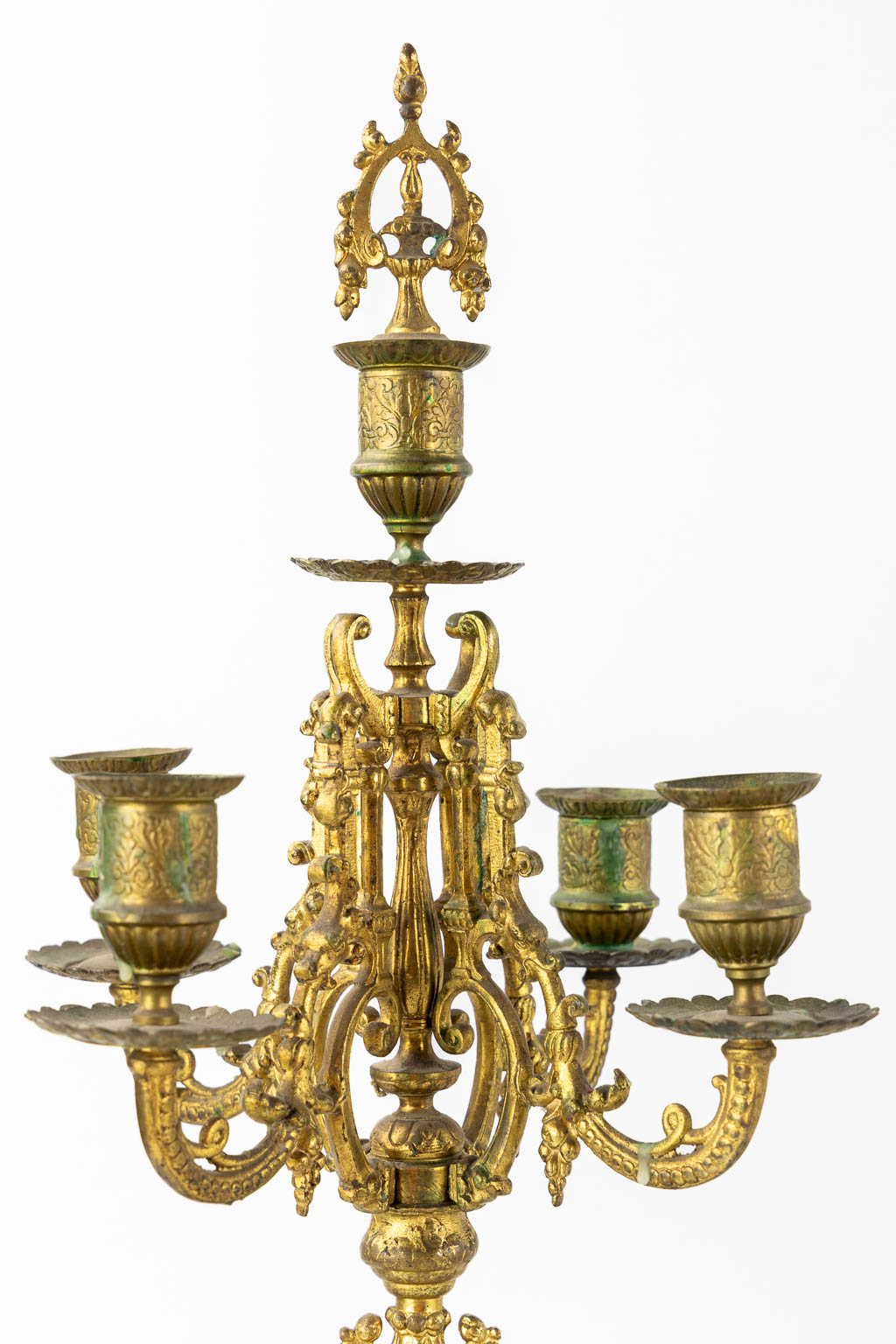 Two pairs of candelabra, bronze. (H:55,5 cm)