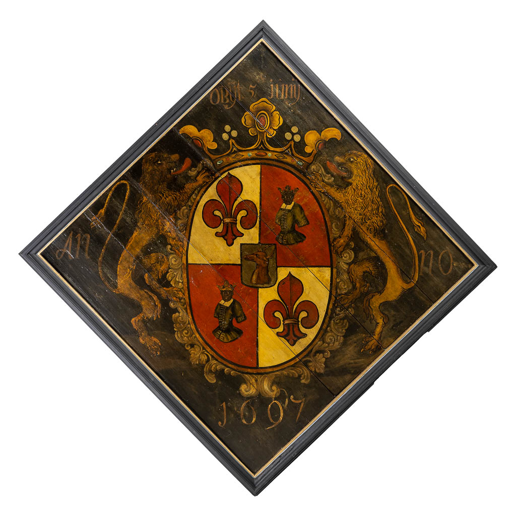 Een uitzonderlijke Obiit, Heraldiek voor Ingelmunster. Gedateerd 1697. (W:210 x H:210 cm)