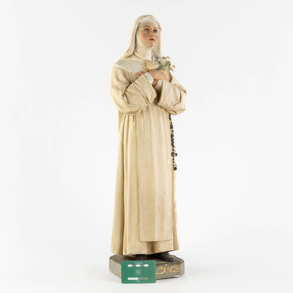 Saint Imelda, polychrome plaster with glass eyes. (W:19 x H:67 cm)