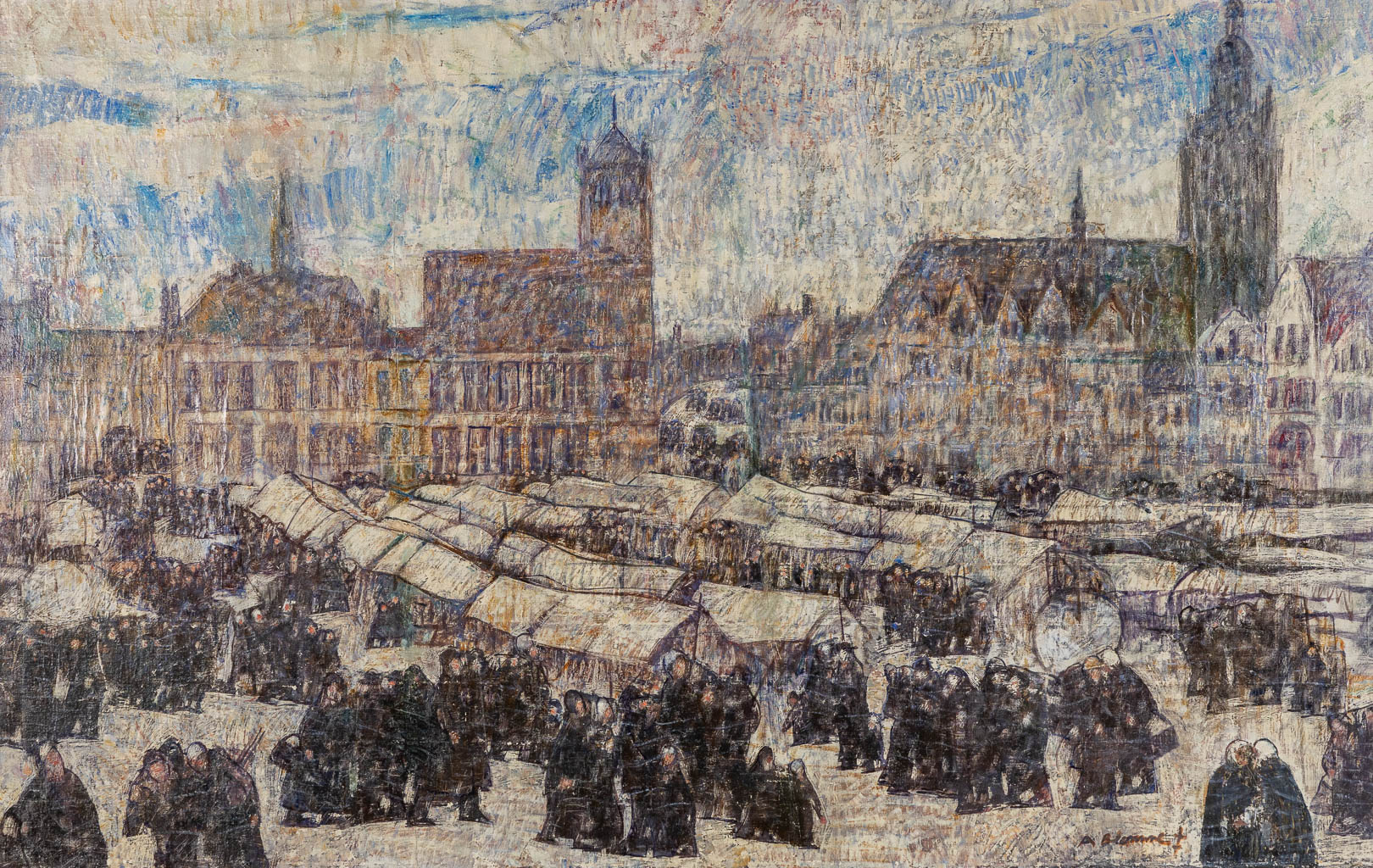  Alfons BLOMME (1889-1979) 'De Markt van Roeselare'