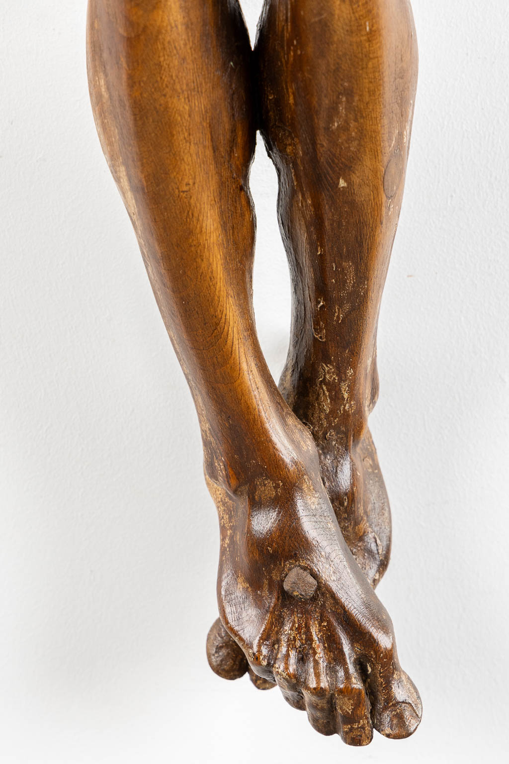 A large, wood-sculptured Corpus Christi, 19th C. (W:102 x H:115 cm)