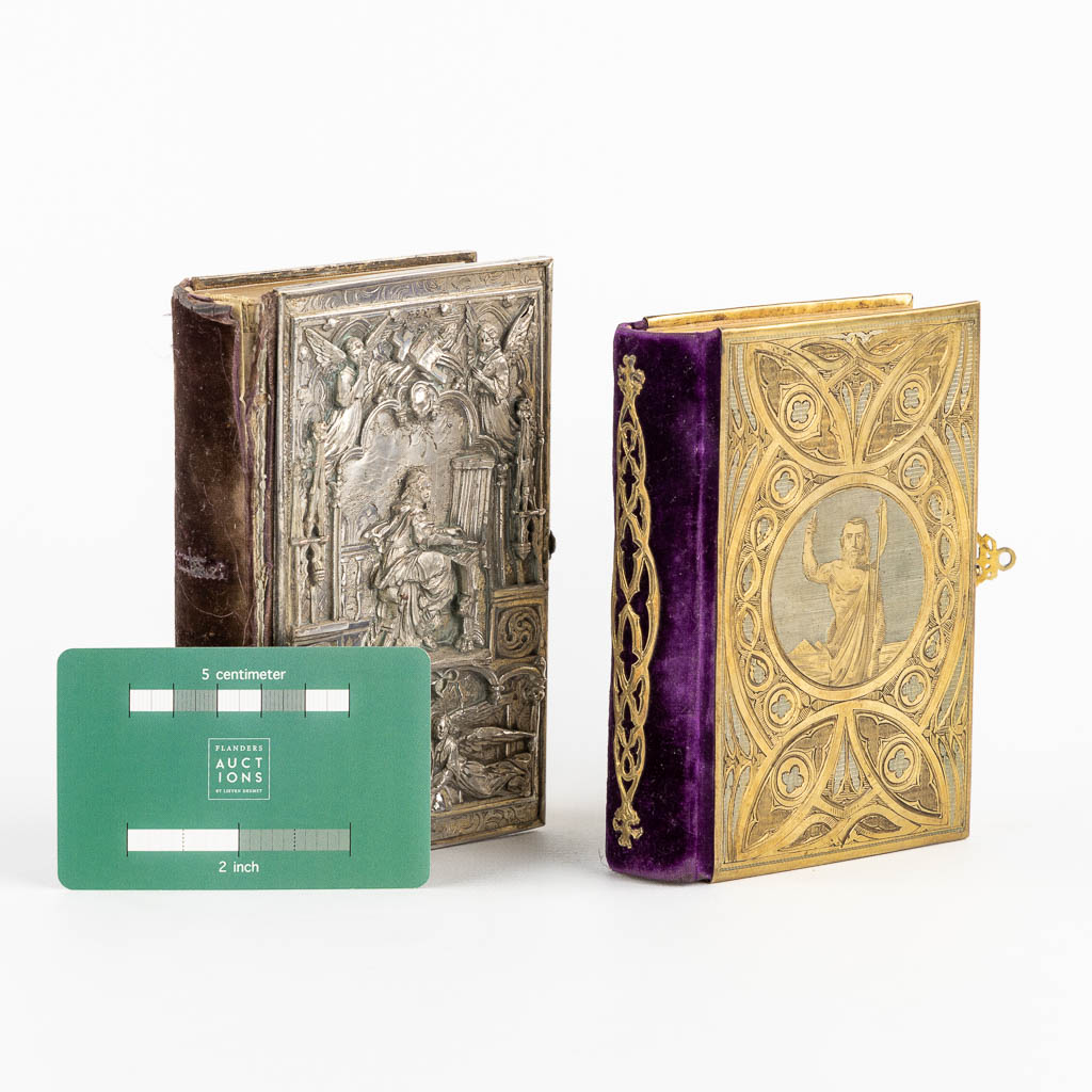 Two richly decorated Devotional pocket books, 1846 and 1851. (L:4 x W:10 x H:14 cm)