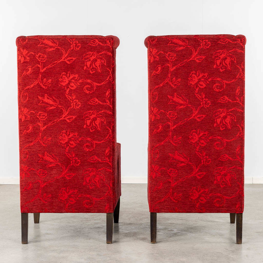 2 red velour fauteuil sofas