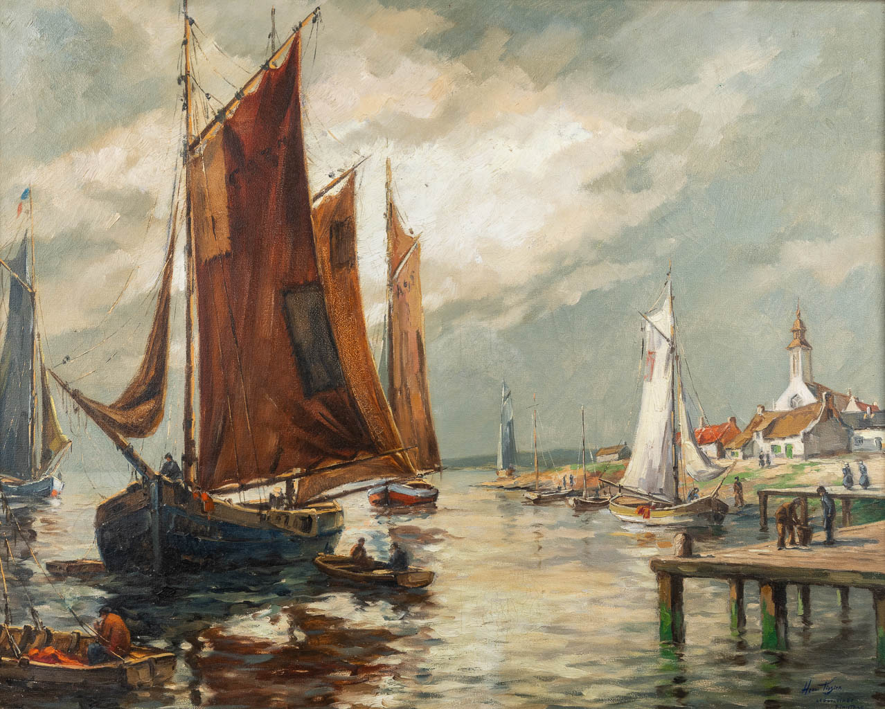 Henri TEISSIER (XIX-XX) 'Le Guilviec finistère' olie op doek. (W:100 x H:80 cm)