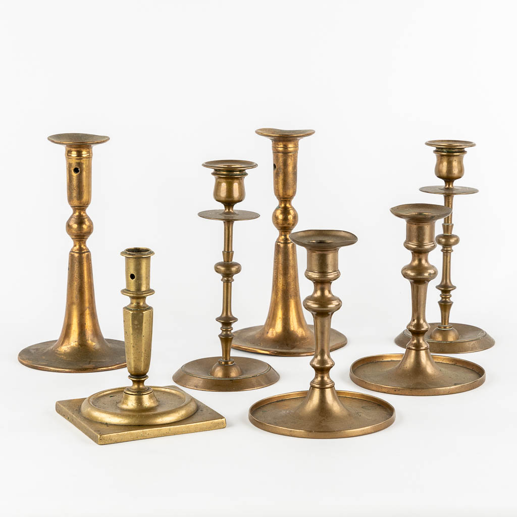 Seven antique candlesticks, 18th and 19th C.