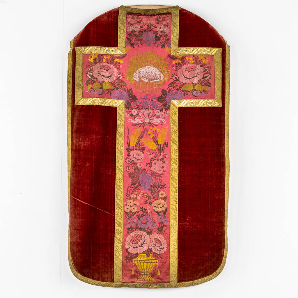 A Cope, a pair of Dalmatics and Two Roman Chasubles, Embroideries.