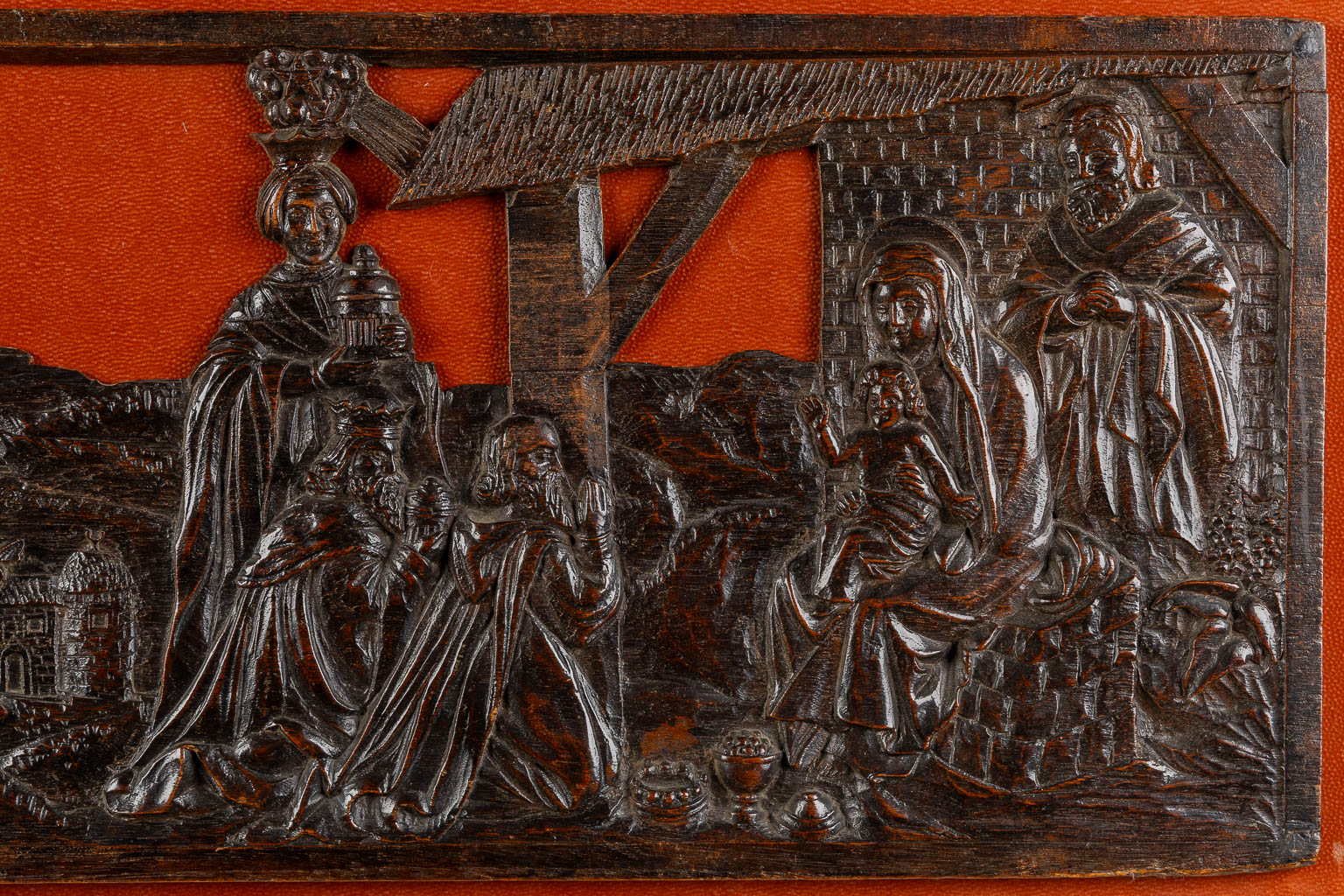 An antique wood-sculptured 'Nativity Scène', Flanders Circa 1700.