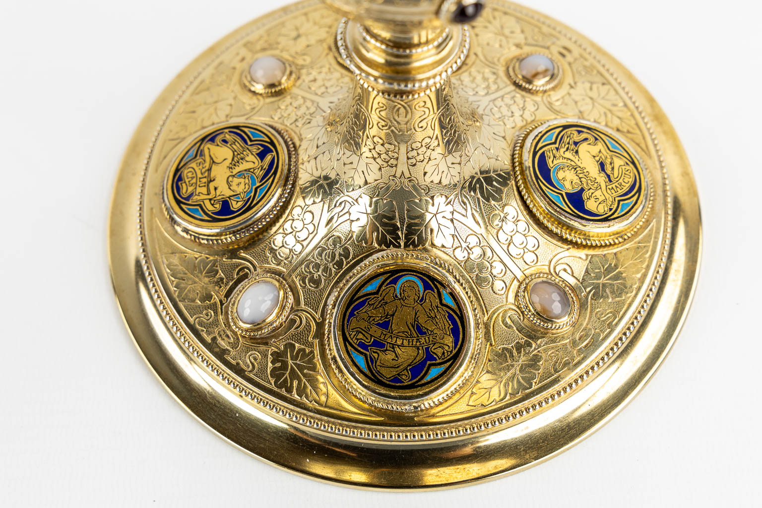 A Chalice, Gold-plated with enamel cartouches of 