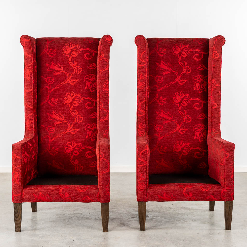 2 red velour fauteuil sofas