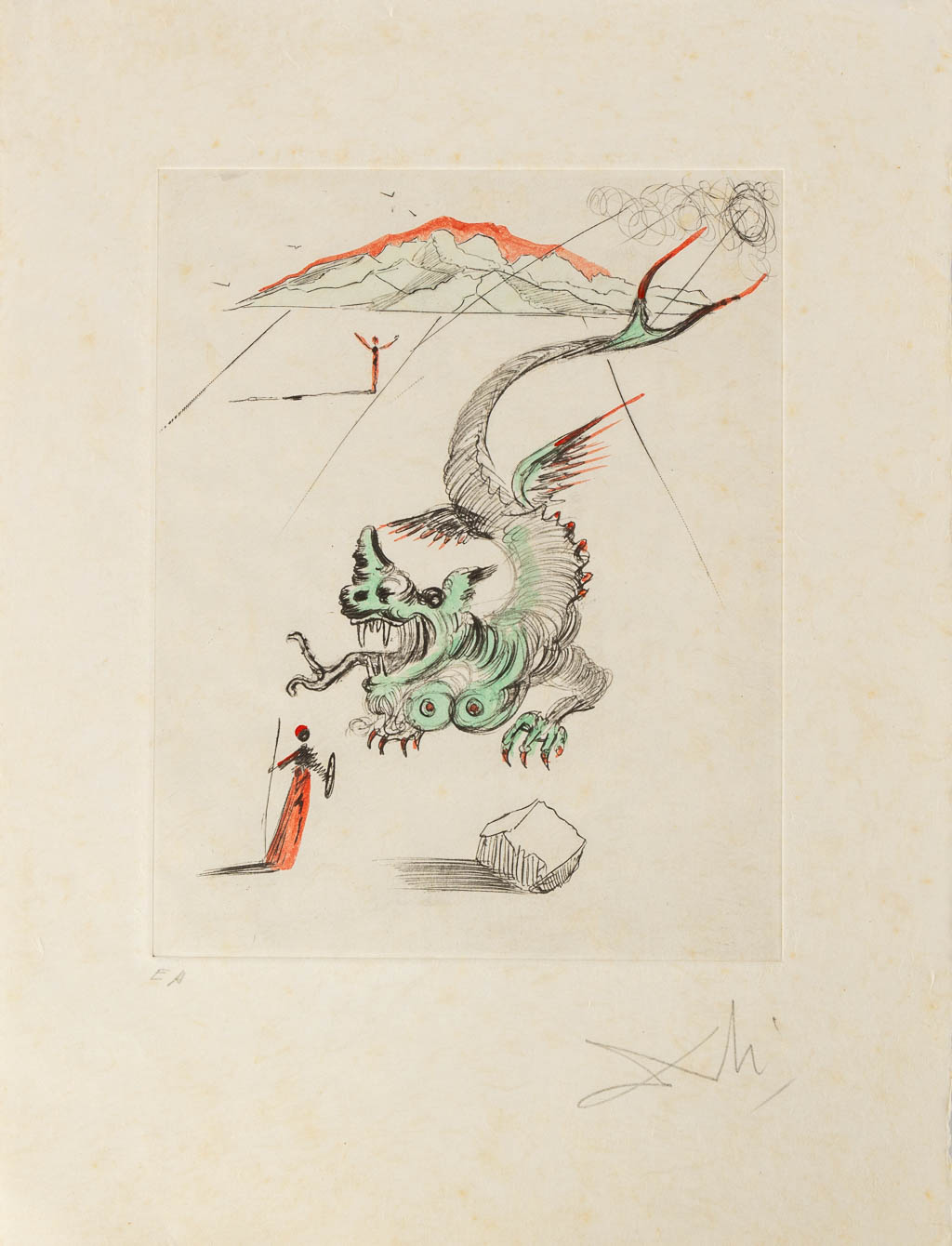 Salvador DALI (1904-1989) Two hand-coloured etchings, Epreuve D'artiste. (W:23,5 x H:31,7 cm)