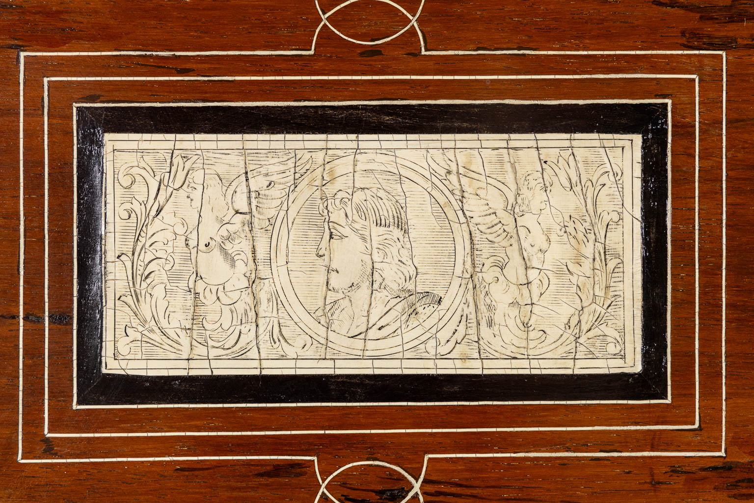 Italian school, a bed frame, marquetry inlay. 19th C. (L:218 x W:151 x H:150 cm)