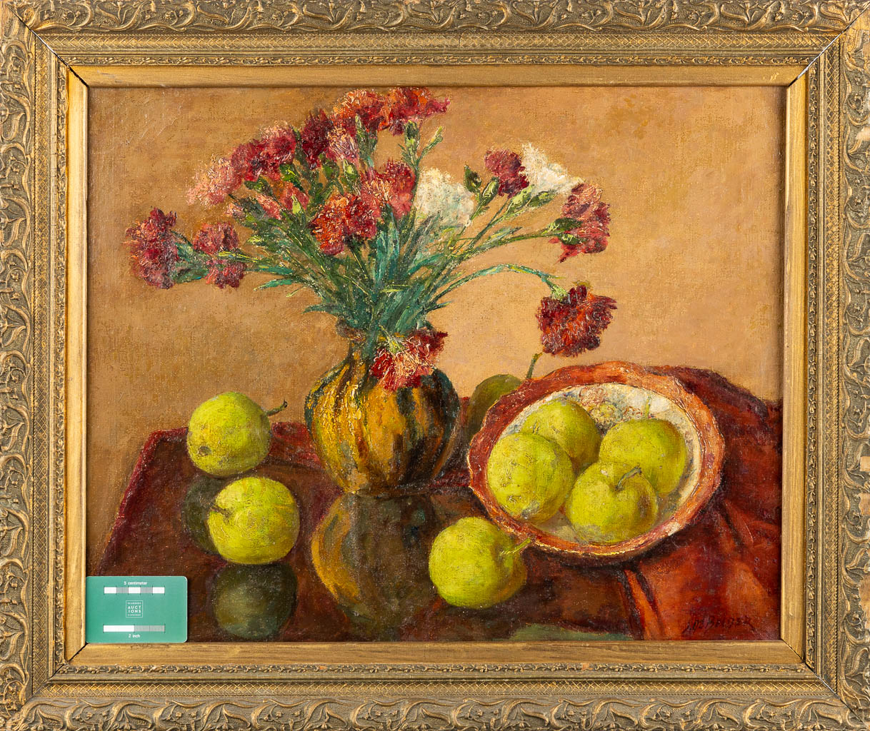 Jozef DE BELDER (1871-1927) 'Stilleven met appels'. (W:61 x H:50 cm)