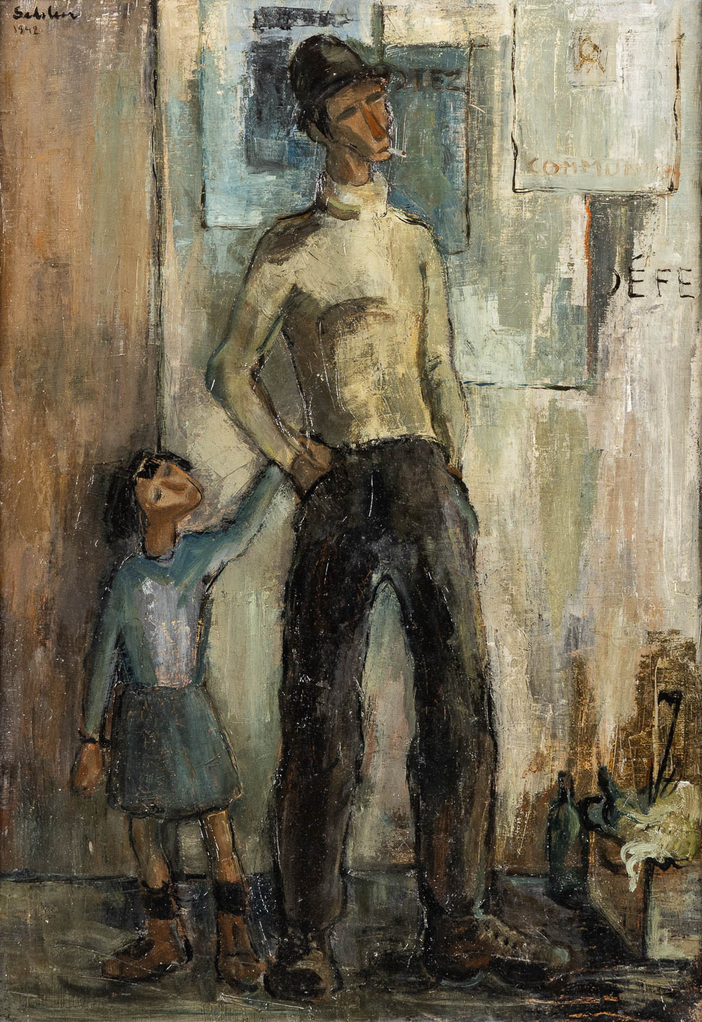 Jacques DE SADELEER (1920) 'Man with his Daughter' 1942. 