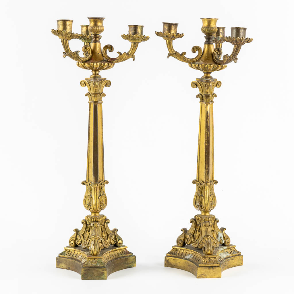 A pair of candelabra, bronze. Louis Philippe. (H:46 x D:17 cm)