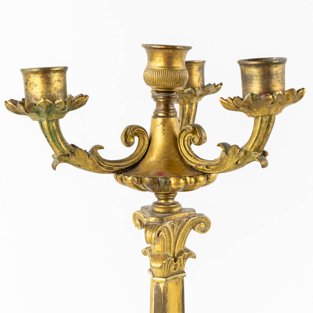 A pair of candelabra, bronze. Louis Philippe. (H:46 x D:17 cm)