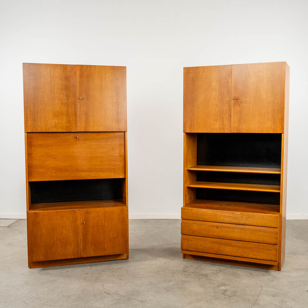 Vandenberghe-Pauvers, a two-piece wall cabinet, veneered wood. (c.1980).