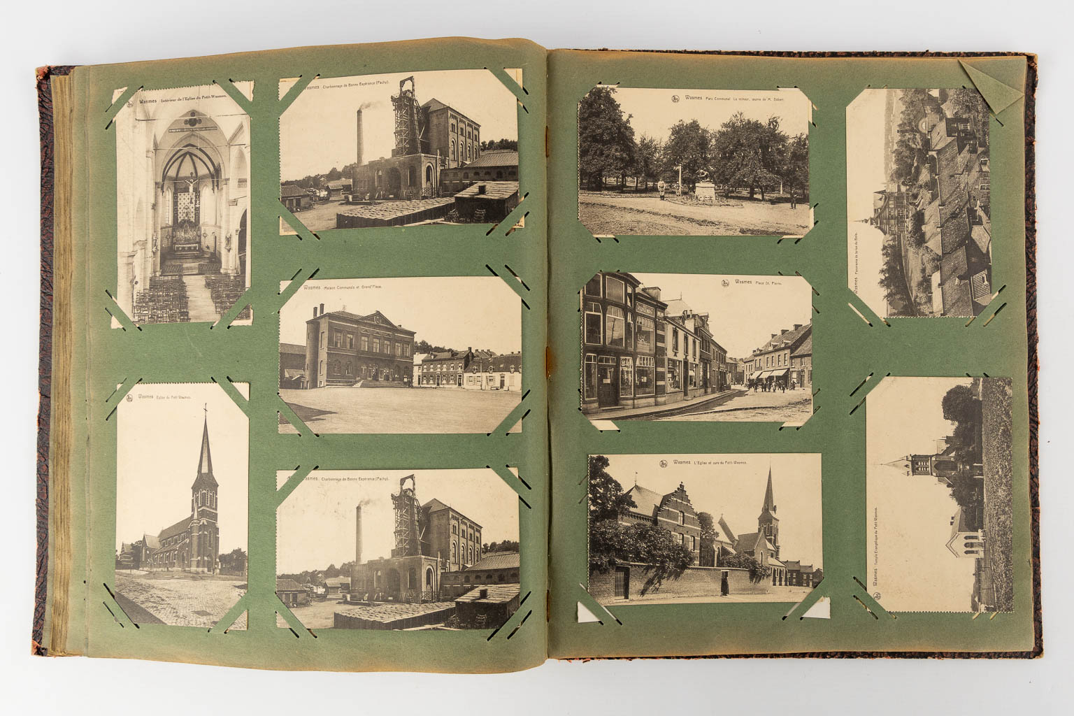 Three books with antique postcards, 