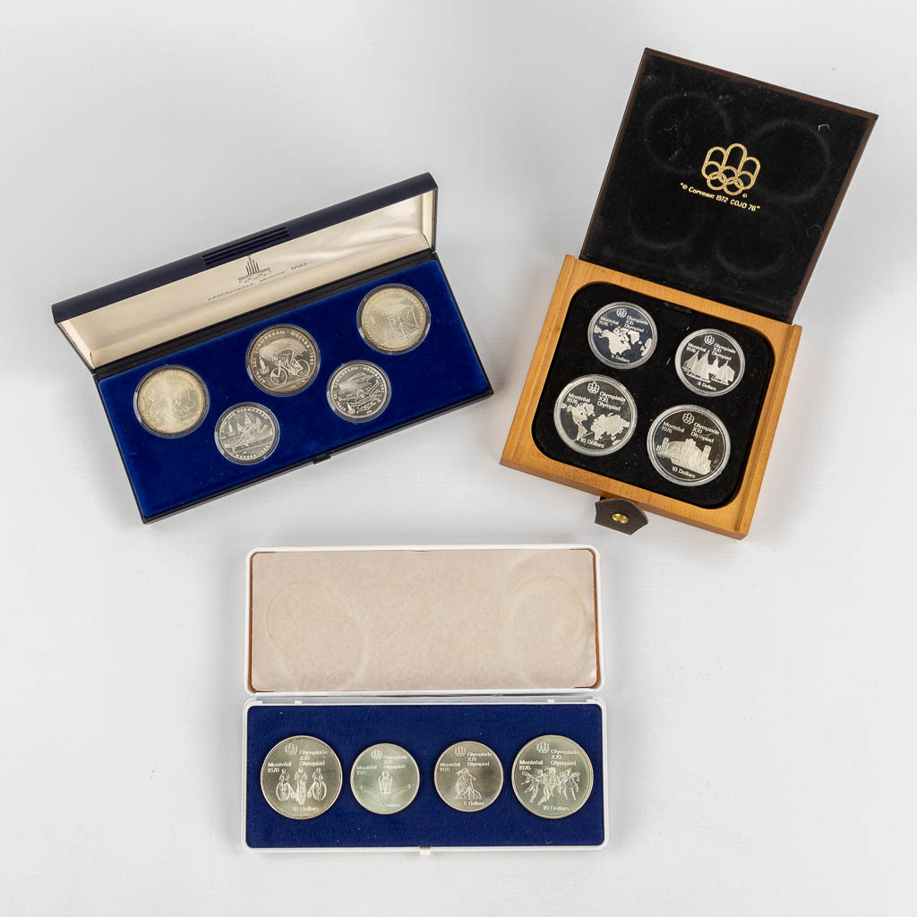 Olympic coin proof set, Cananda 1973 en Moscow 1980. 13 silver coins. 