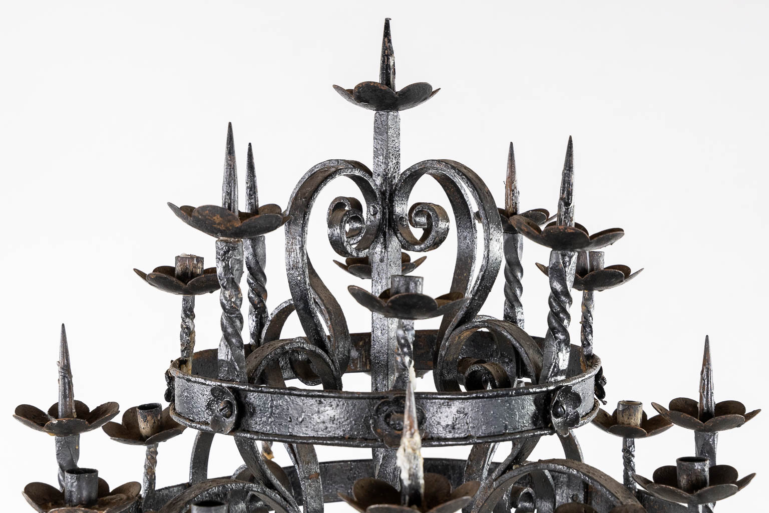 A large Chruch Altar Candelabra, Wrought iron. (H:184 x D:70 cm)