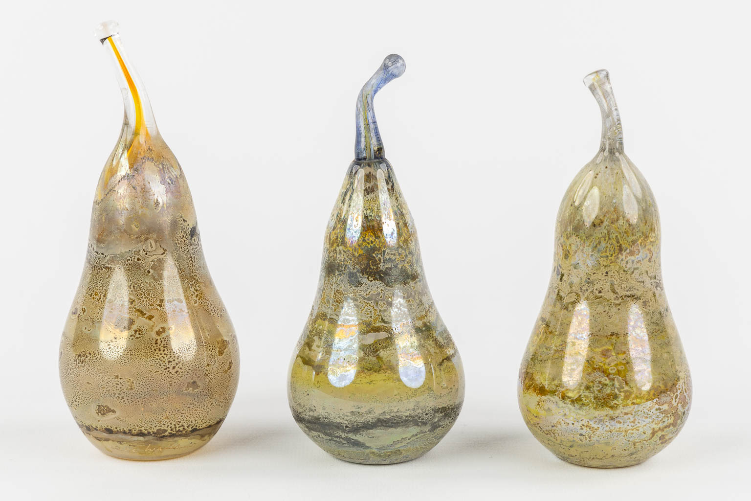 Walther Glass, Germany, three decorative pears. 