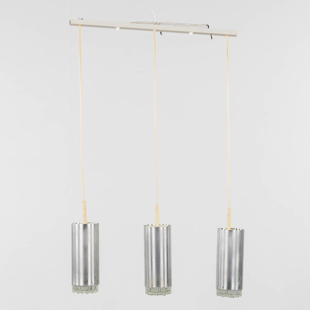 Staff Leuchten, a mid-century ceiling lamp. Chromed metal and glass. (W:68 x H:108 cm)