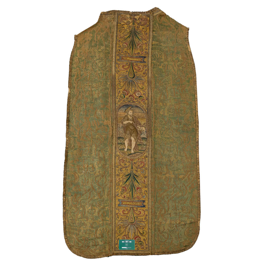 An antique fragment of a Roman Chasuble, Saint John The Baptist, Flanders, 16th C. (W:74 x H:140 cm)