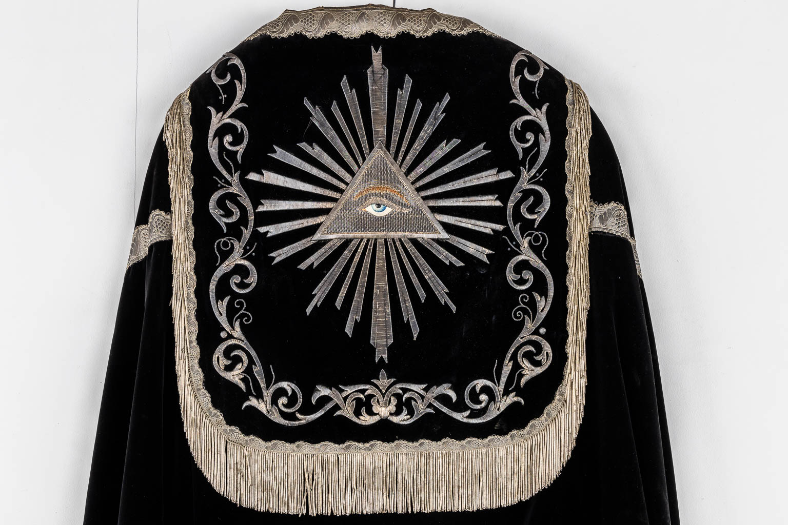 A Cope, thick silver-thread embroideries 'The Eye of Providence', Added a Roman Chasuble and Chasuble. 