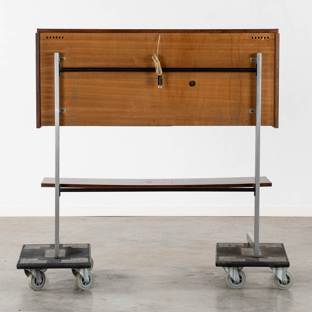 A mid-century Bar Cabinet, veneer and chomed metal. Roger De Winter. (L:39 x W:119 x H:113 cm)