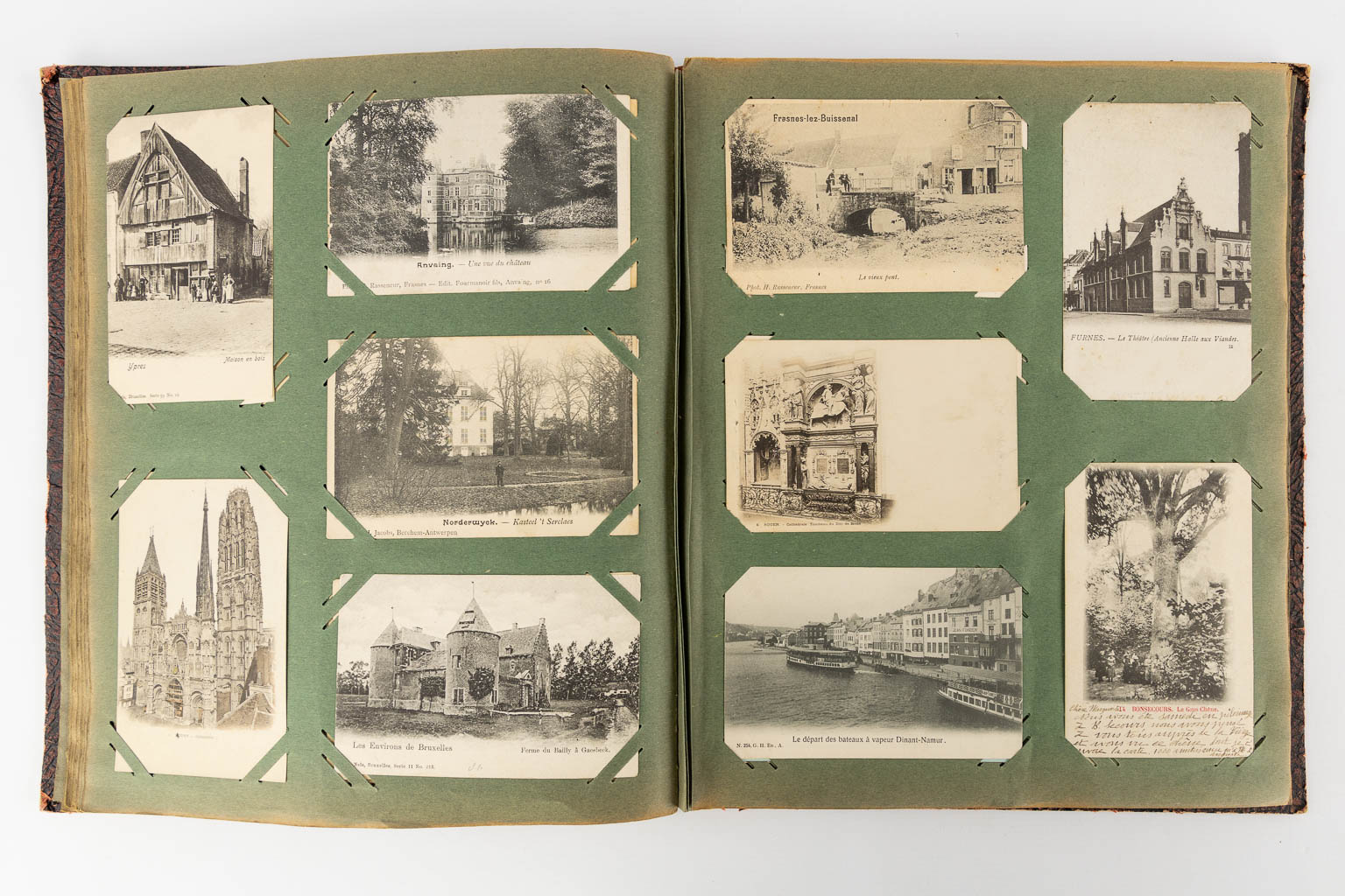 Three books with antique postcards, '14-'18, Ruines, small villages.