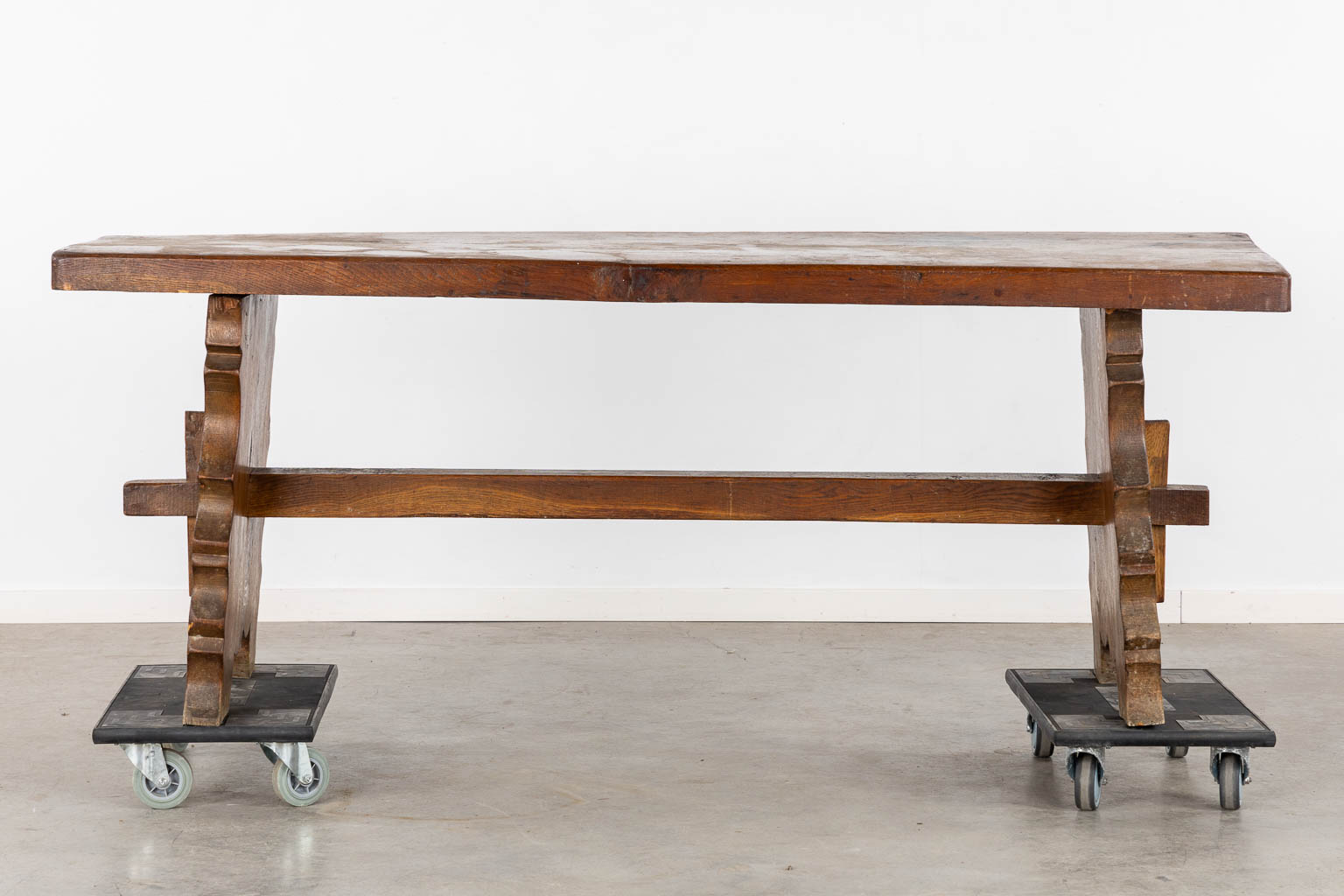 An antique side table or console table, oak. (L:62 x W:197 x H:76 cm)