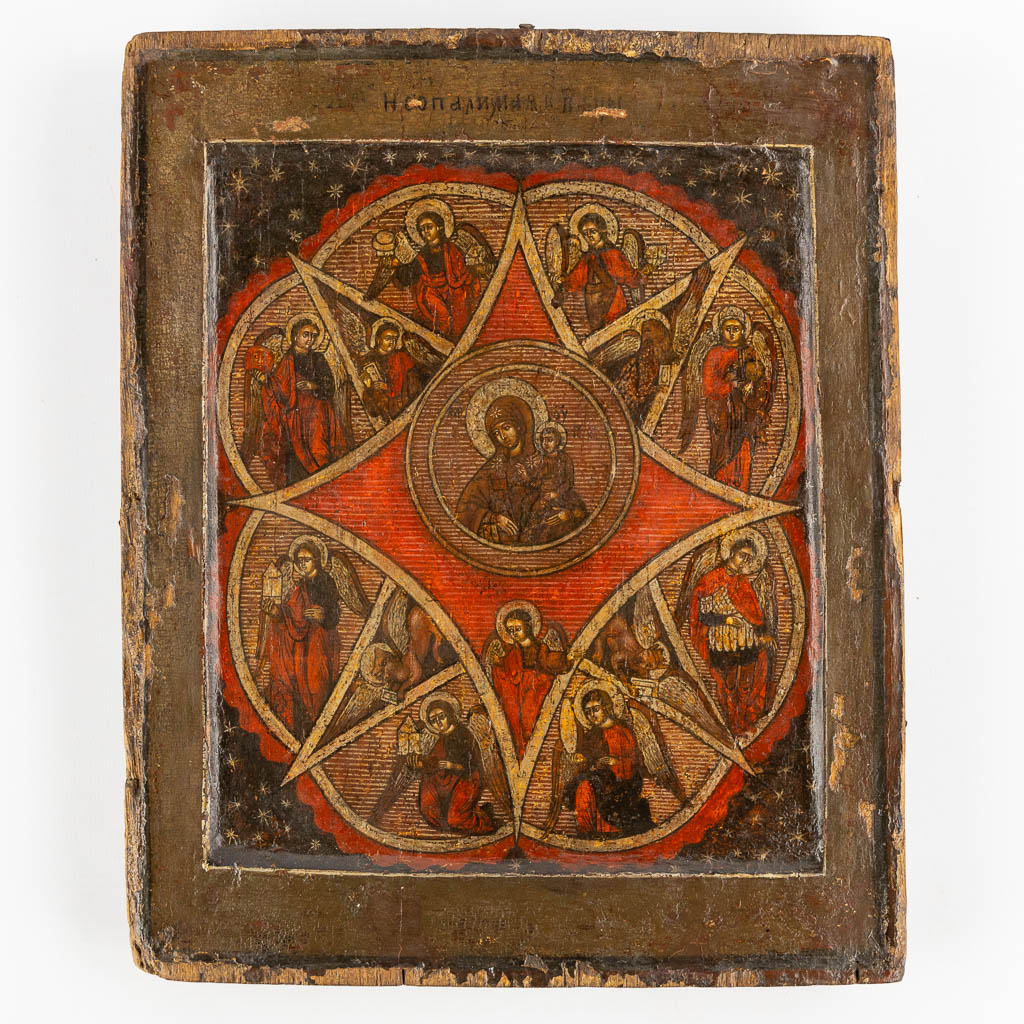 An antique Russian Icon 'Mother God of the Burning Bush', 17th C. (W:26 x H:32 cm)