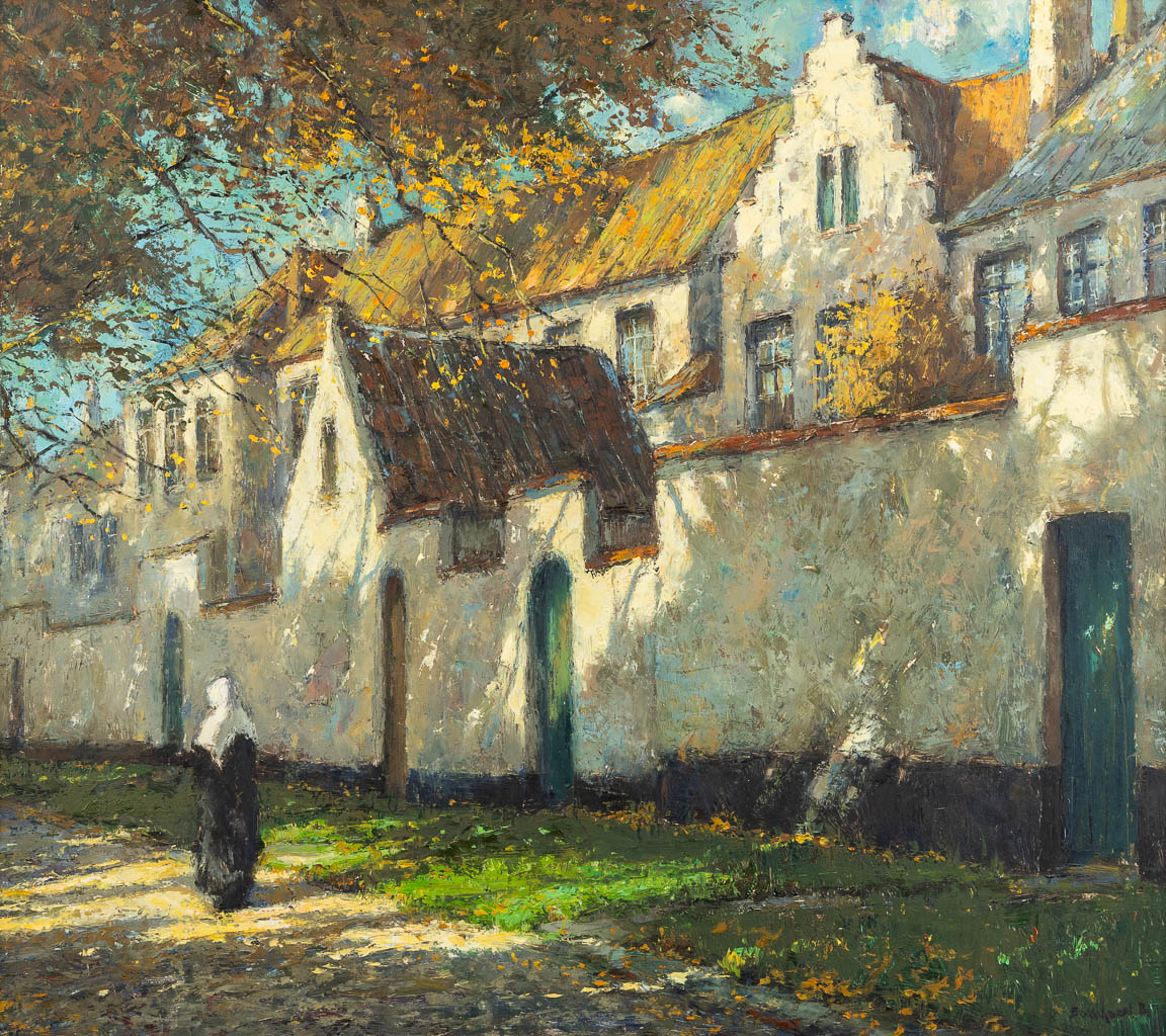 Renaat BOSSCHAERT (1938-2007) 'Beguinage of Bruges'. (W:90 x H:80 cm)