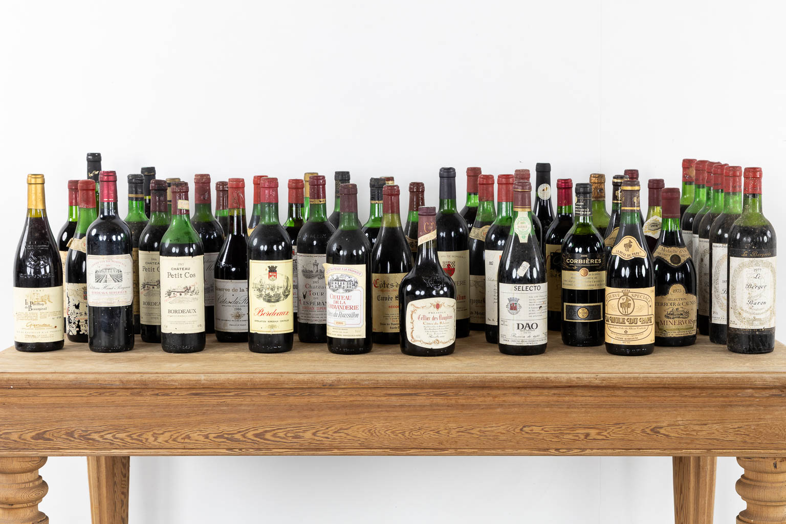 A large collection of wine, 57 bottles. 